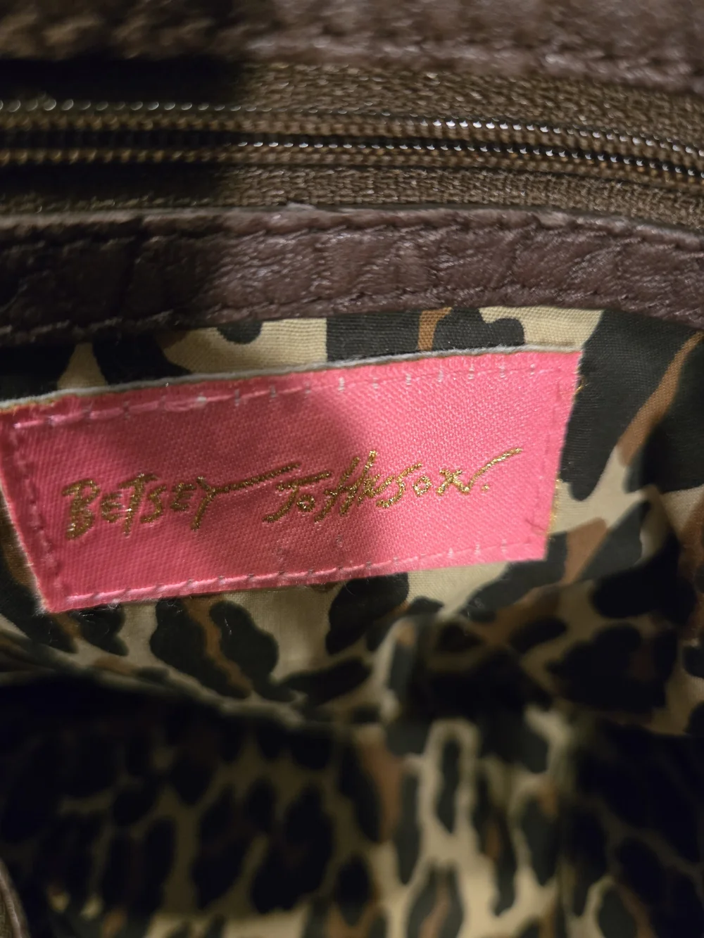 Betsey Johnson Brown Stud-Embellished Leather Shoulder Bag